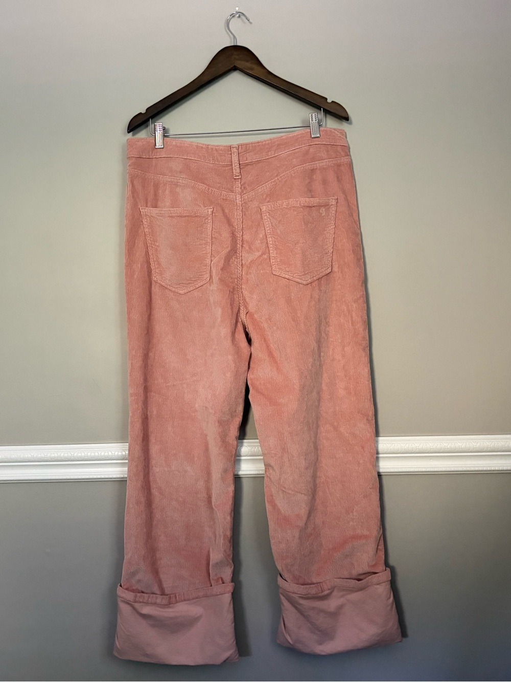 Pilcro Anthropologie Blush Pink Corduroy Cropped Straight Leg Pants 32 - Picture 9 of 13